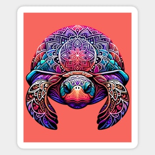 Colorful Mandala Turtle Artwork Magnet